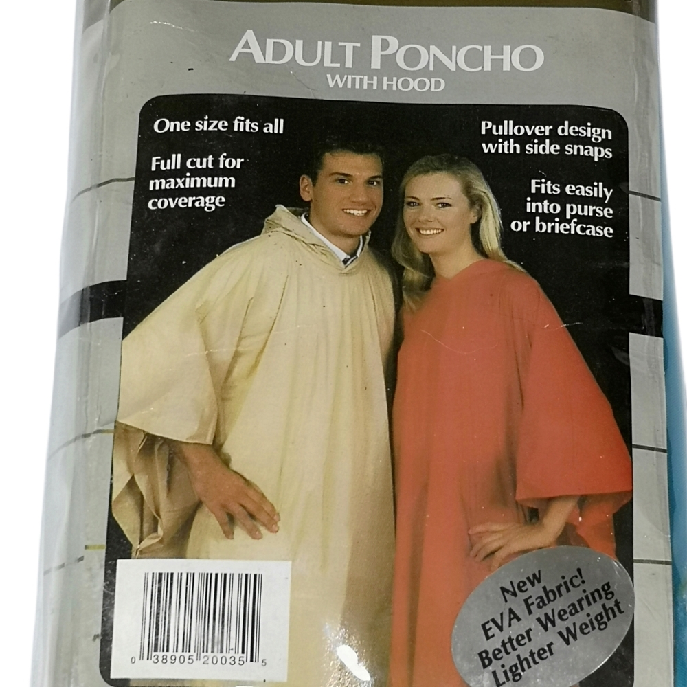 Raines Adult Poncho with Hood One Size  with Side Snaps  Blue  New
